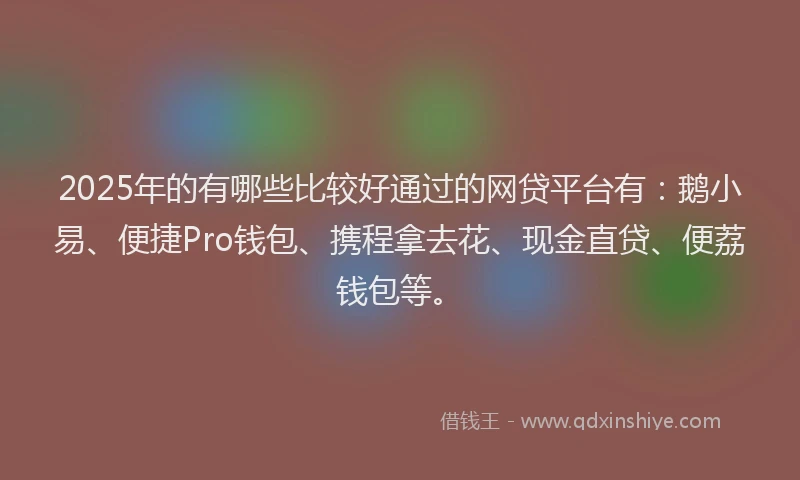 2025年的有哪些比较好通过的网贷平台有：鹅小易、便捷Pro钱包、携程拿去花、现金直贷、便荔钱包等。
