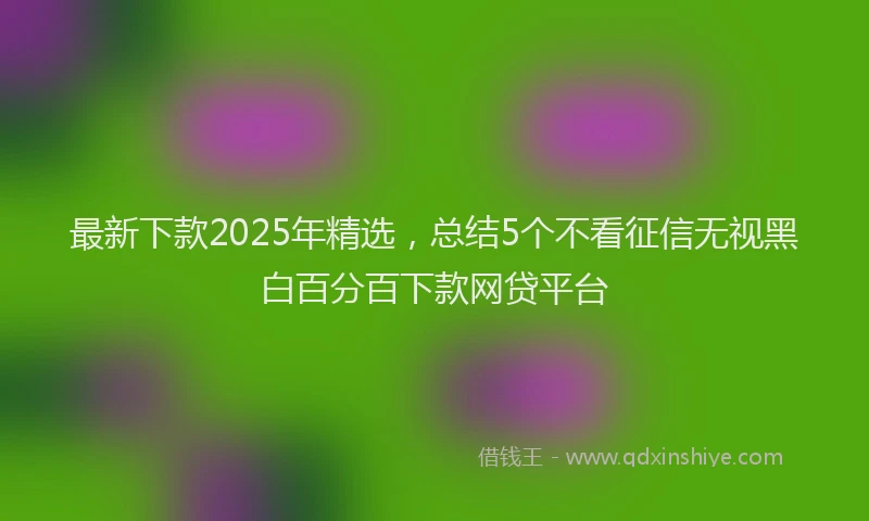 最新下款2025年精选，总结5个不看征信无视黑白百分百下款网贷平台