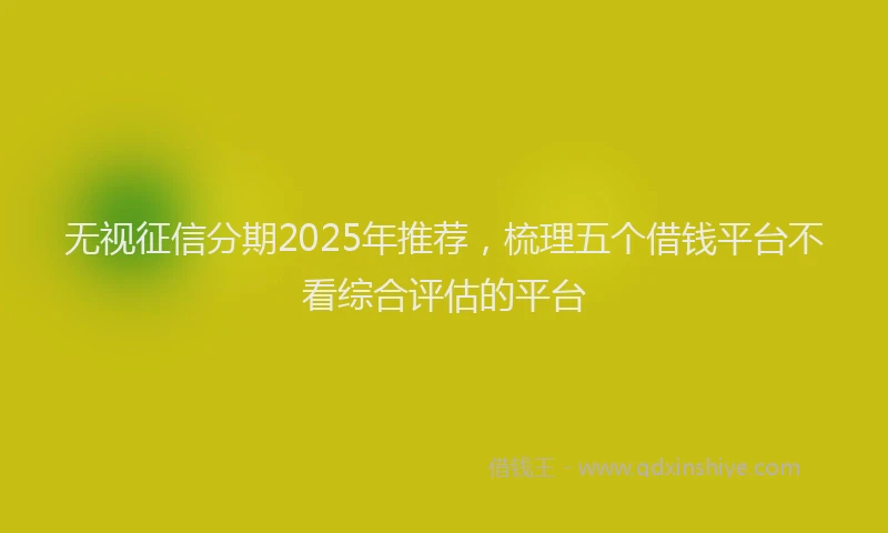 无视征信分期2025年推荐，梳理五个借钱平台不看综合评估的平台