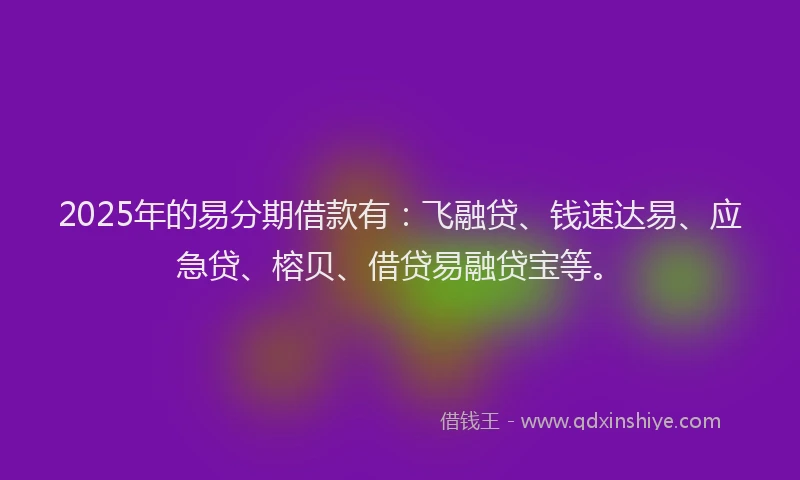 2025年的易分期借款有：飞融贷、钱速达易、应急贷、榕贝、借贷易融贷宝等。