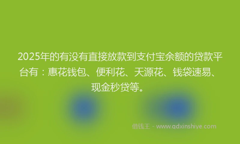 2025年的有没有直接放款到支付宝余额的贷款平台有：惠花钱包、便利花、天源花、钱袋速易、现金秒贷等。