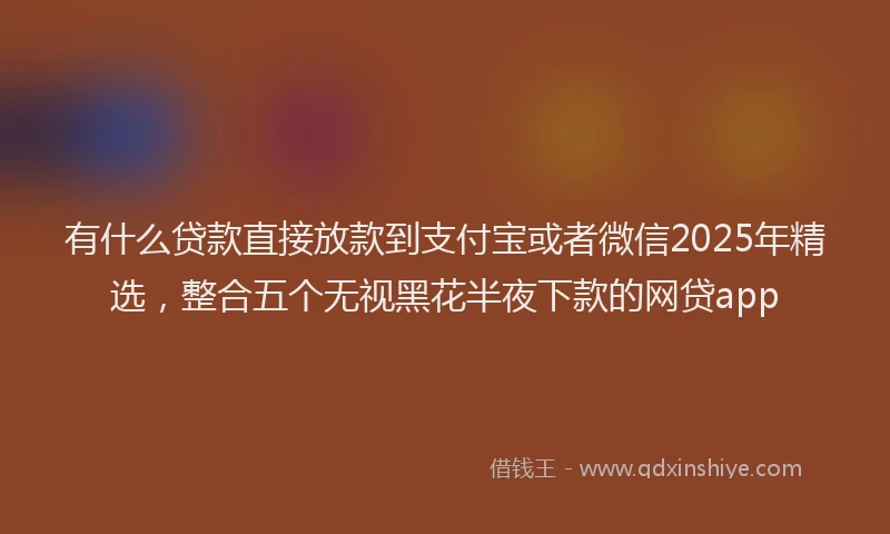有什么贷款直接放款到支付宝或者微信2025年精选，整合五个无视黑花半夜下款的网贷app
