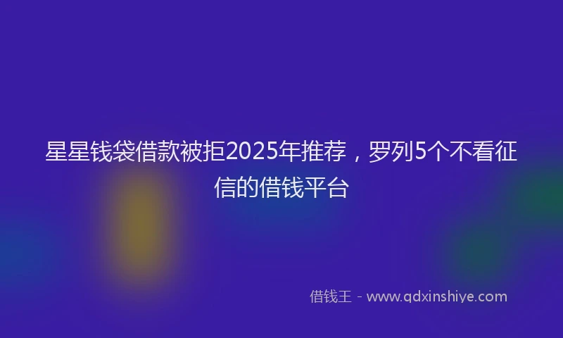 星星钱袋借款被拒2025年推荐，罗列5个不看征信的借钱平台