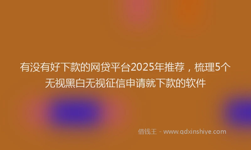 有没有好下款的网贷平台2025年推荐，梳理5个无视黑白无视征信申请就下款的软件