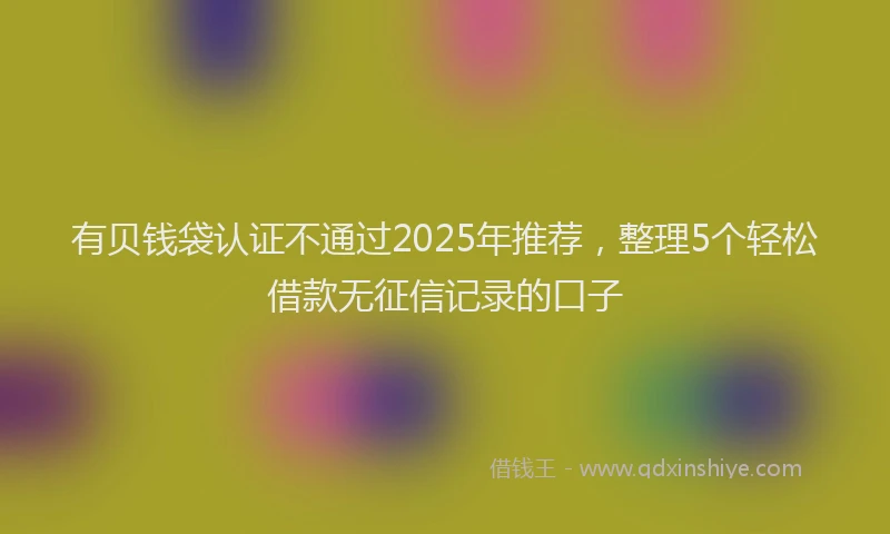 有贝钱袋认证不通过2025年推荐，整理5个轻松借款无征信记录的口子