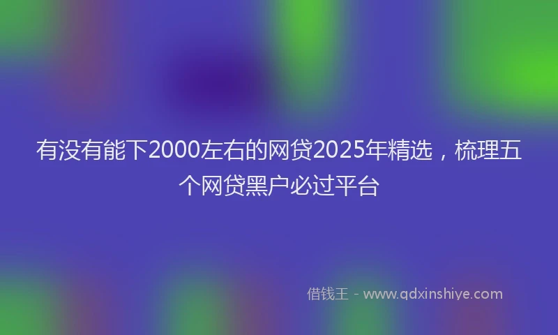 有没有能下2000左右的网贷2025年精选，梳理五个网贷黑户必过平台