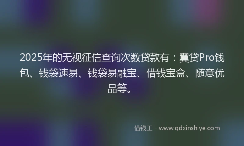 2025年的无视征信查询次数贷款有：翼贷Pro钱包、钱袋速易、钱袋易融宝、借钱宝盒、随意优品等。