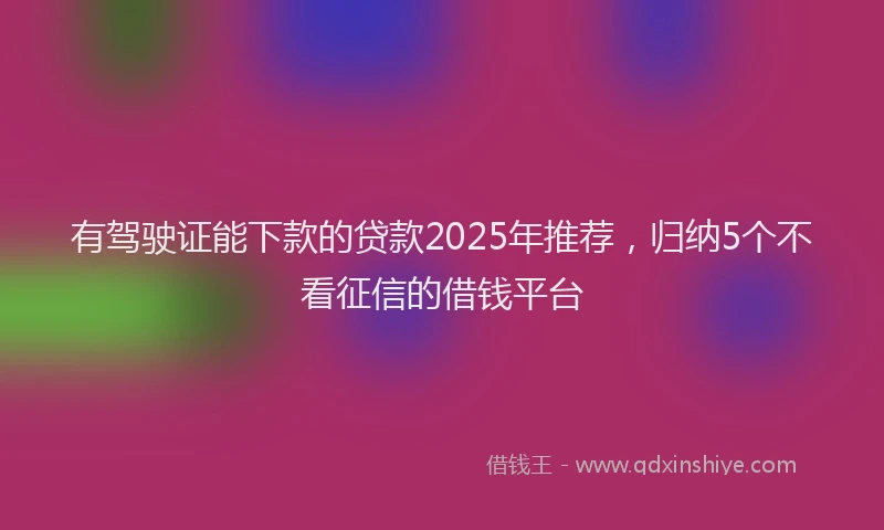 有驾驶证能下款的贷款2025年推荐，归纳5个不看征信的借钱平台