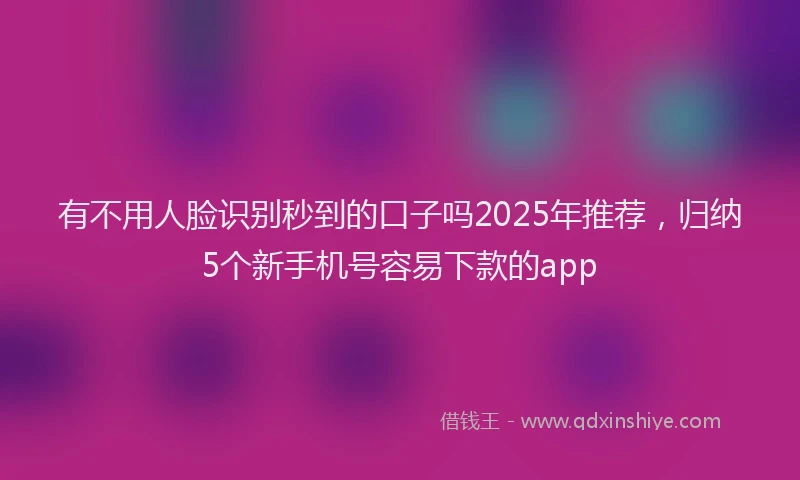 有不用人脸识别秒到的口子吗2025年推荐，归纳5个新手机号容易下款的app