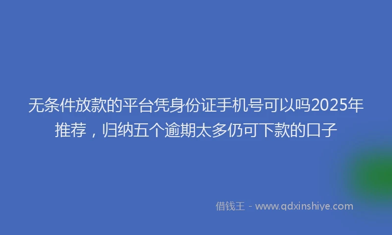 无条件放款的平台凭身份证手机号可以吗2025年推荐，归纳五个逾期太多仍可下款的口子