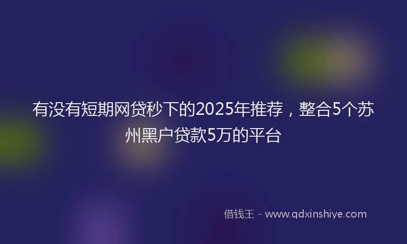 有没有短期网贷秒下的2025年推荐，整合5个苏州黑户贷款5万的平台