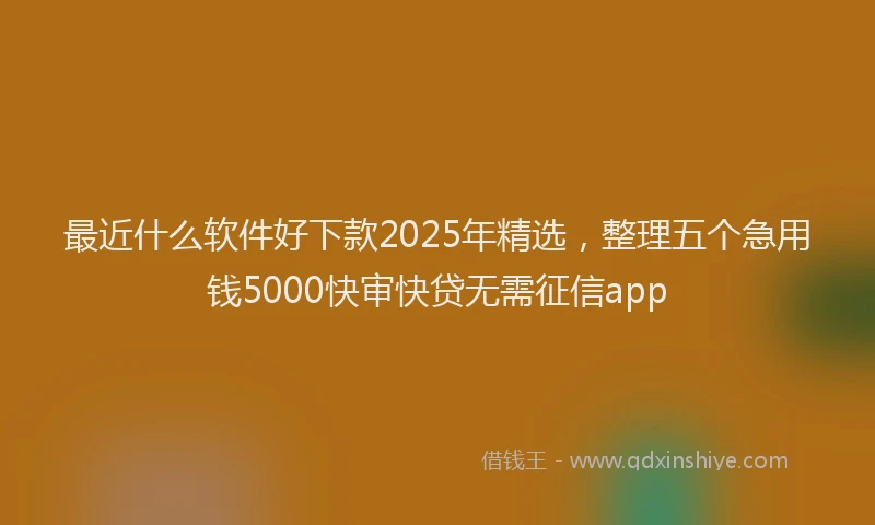 最近什么软件好下款2025年精选，整理五个急用钱5000快审快贷无需征信app