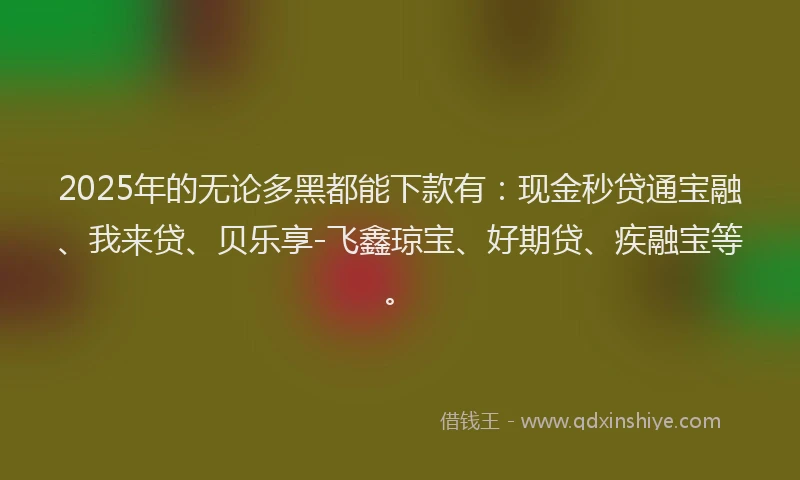 2025年的无论多黑都能下款有：现金秒贷通宝融、我来贷、贝乐享-飞鑫琼宝、好期贷、疾融宝等。
