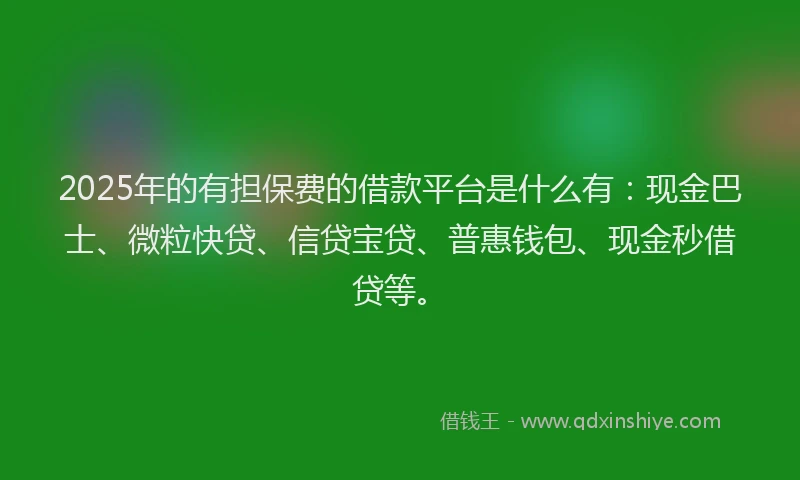 2025年的有担保费的借款平台是什么有：现金巴士、微粒快贷、信贷宝贷、普惠钱包、现金秒借贷等。