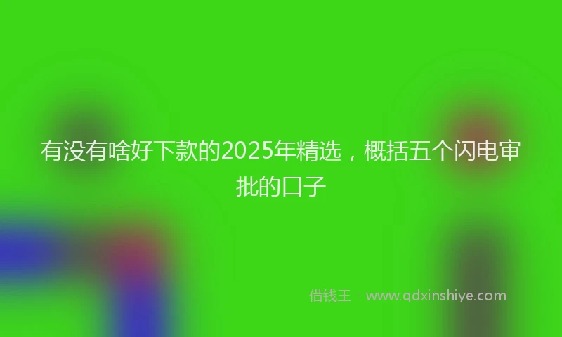 有没有啥好下款的2025年精选，概括五个闪电审批的口子