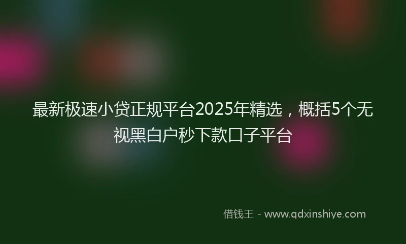 最新极速小贷正规平台2025年精选，概括5个无视黑白户秒下款口子平台