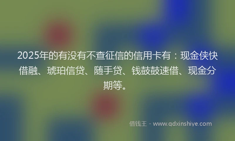 2025年的有没有不查征信的信用卡有：现金侠快借融、琥珀信贷、随手贷、钱鼓鼓速借、现金分期等。