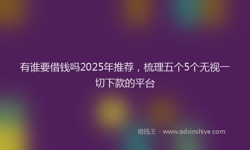 有谁要借钱吗2025年推荐，梳理五个5个无视一切下款的平台