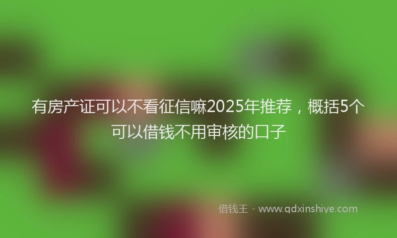 有房产证可以不看征信嘛2025年推荐，概括5个可以借钱不用审核的口子
