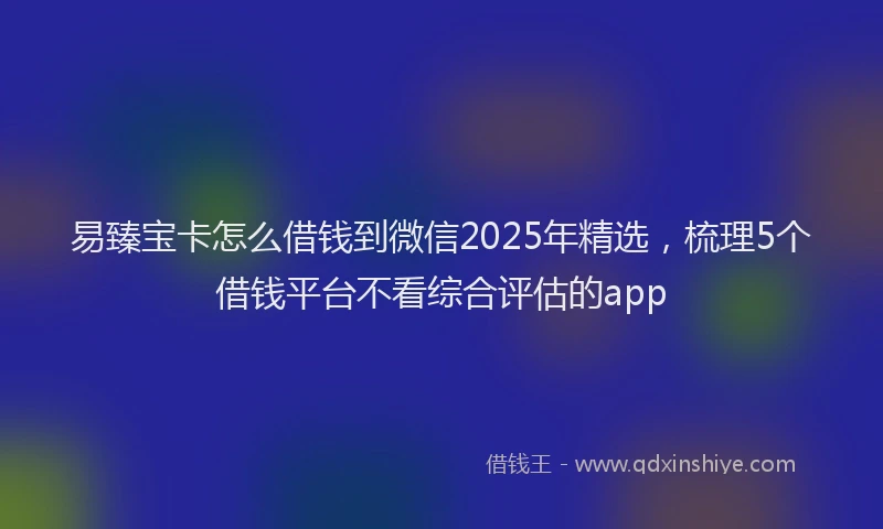 易臻宝卡怎么借钱到微信2025年精选，梳理5个借钱平台不看综合评估的app