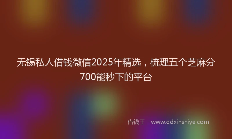 无锡私人借钱微信2025年精选，梳理五个芝麻分700能秒下的平台