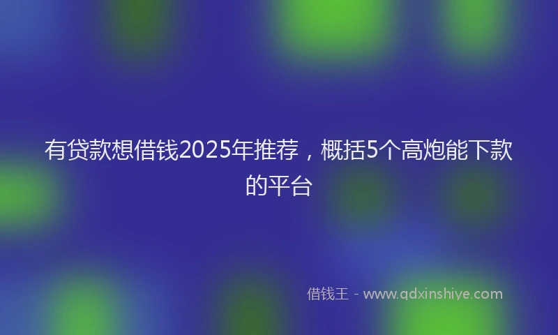 有贷款想借钱2025年推荐，概括5个高炮能下款的平台