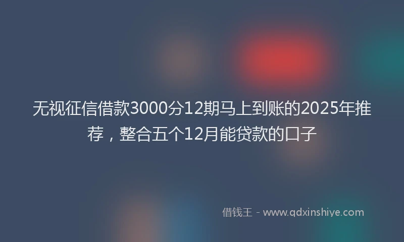 无视征信借款3000分12期马上到账的2025年推荐，整合五个12月能贷款的口子