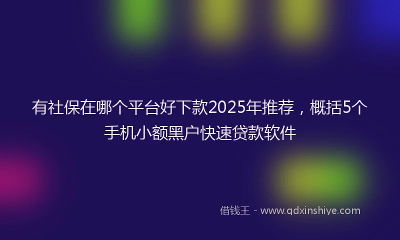 有社保在哪个平台好下款2025年推荐，概括5个手机小额黑户快速贷款软件