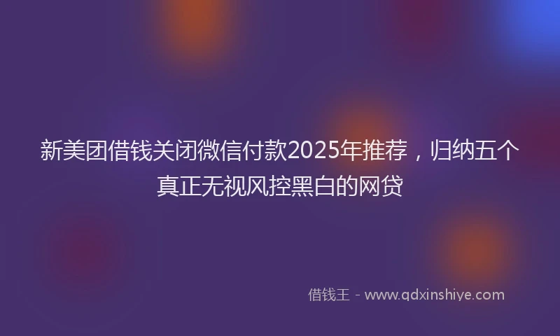 新美团借钱关闭微信付款2025年推荐，归纳五个真正无视风控黑白的网贷