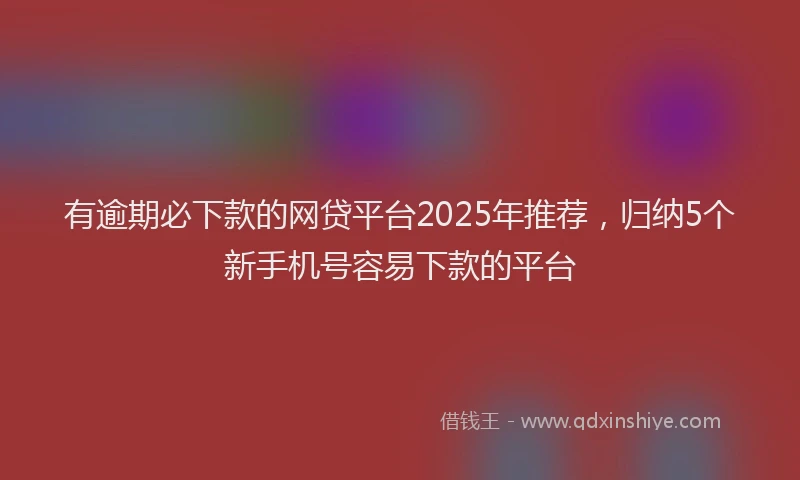 有逾期必下款的网贷平台2025年推荐，归纳5个新手机号容易下款的平台