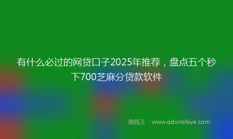 有什么必过的网贷口子2025年推荐，盘点五个秒下700芝麻分贷款软件