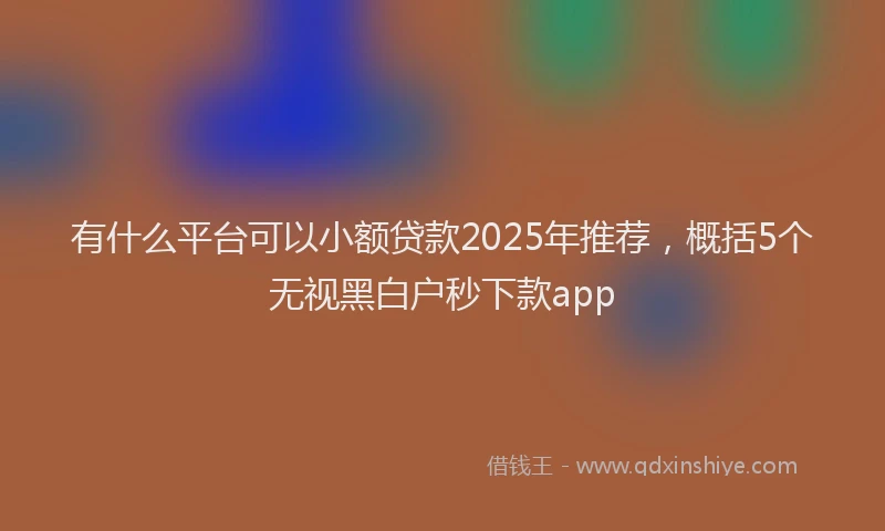 有什么平台可以小额贷款2025年推荐，概括5个无视黑白户秒下款app