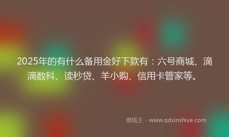 2025年的有什么备用金好下款有：六号商城、滴滴数科、读秒贷、羊小购、信用卡管家等。