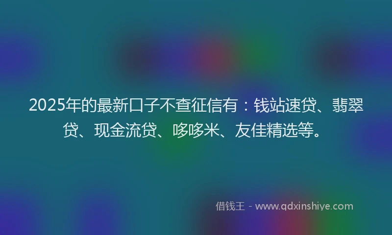 2025年的最新口子不查征信有：钱站速贷、翡翠贷、现金流贷、哆哆米、友佳精选等。