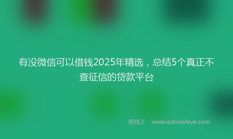 有没微信可以借钱2025年精选，总结5个真正不查征信的贷款平台