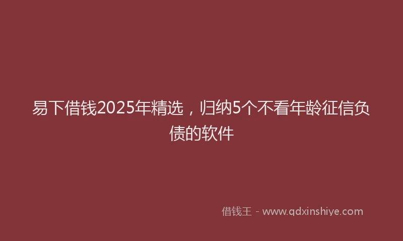 易下借钱2025年精选，归纳5个不看年龄征信负债的软件