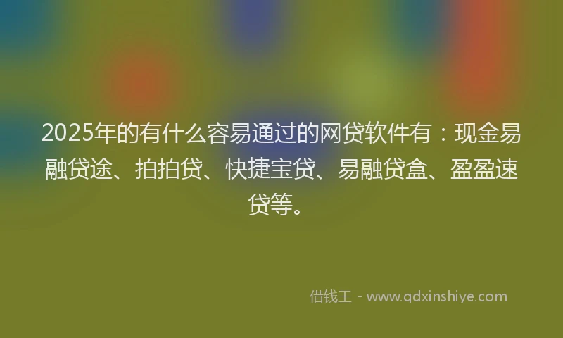 2025年的有什么容易通过的网贷软件有：现金易融贷途、拍拍贷、快捷宝贷、易融贷盒、盈盈速贷等。