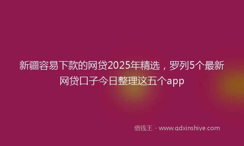 新疆容易下款的网贷2025年精选，罗列5个最新网贷口子今日整理这五个app