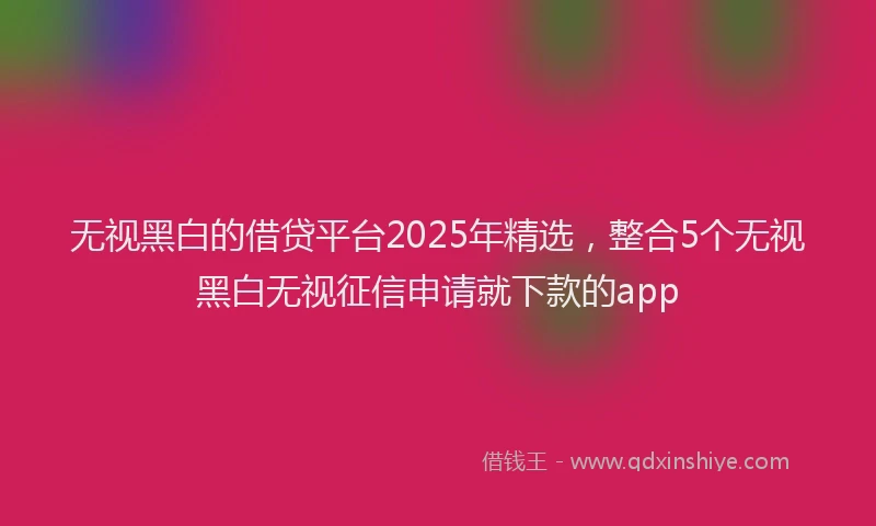 无视黑白的借贷平台2025年精选，整合5个无视黑白无视征信申请就下款的app
