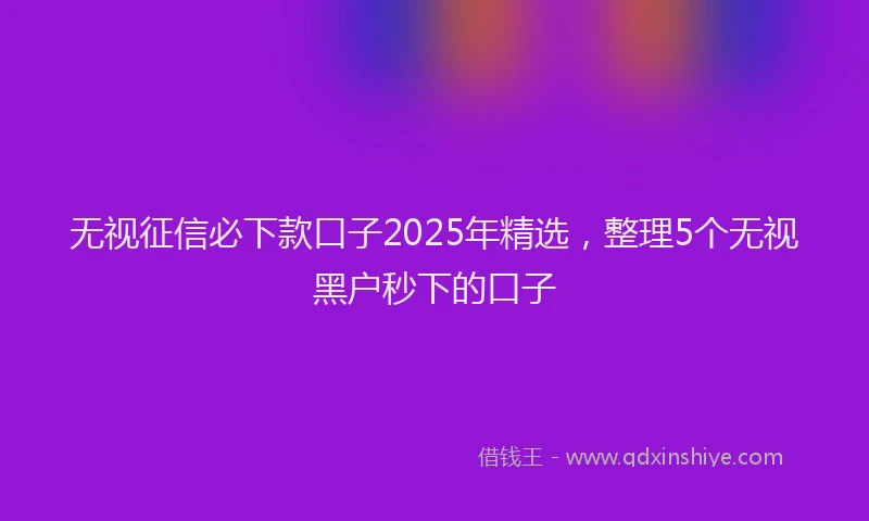 无视征信必下款口子2025年精选，整理5个无视黑户秒下的口子