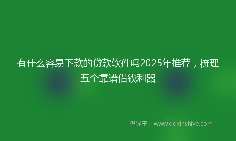 有什么容易下款的贷款软件吗2025年推荐，梳理五个靠谱借钱利器