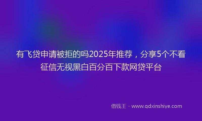 有飞贷申请被拒的吗2025年推荐，分享5个不看征信无视黑白百分百下款网贷平台