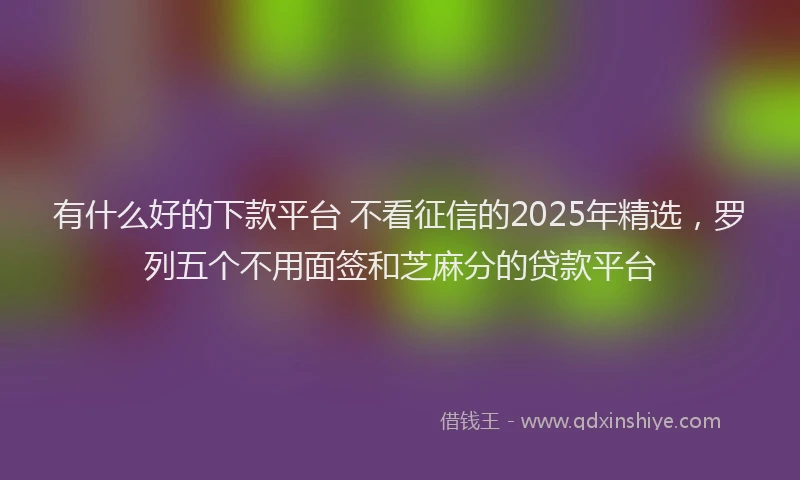 有什么好的下款平台 不看征信的2025年精选，罗列五个不用面签和芝麻分的贷款平台