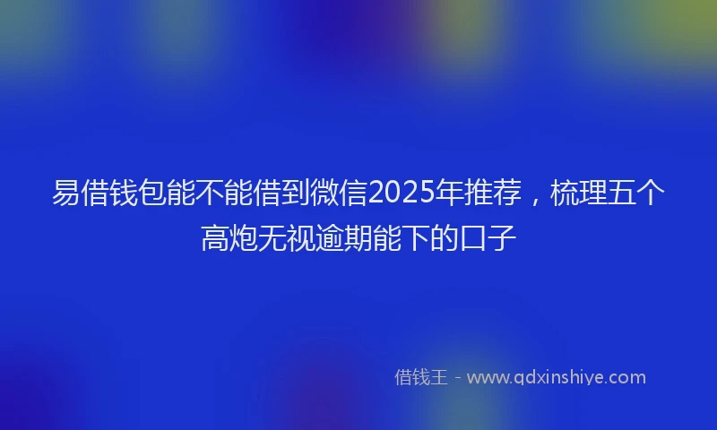 易借钱包能不能借到微信2025年推荐，梳理五个高炮无视逾期能下的口子
