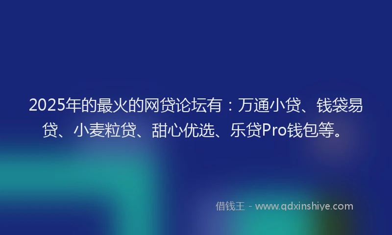 2025年的最火的网贷论坛有：万通小贷、钱袋易贷、小麦粒贷、甜心优选、乐贷Pro钱包等。