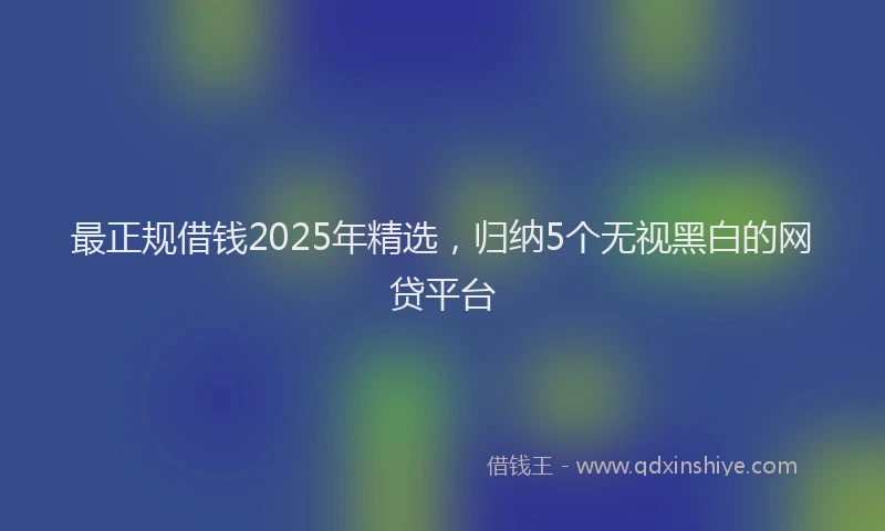 最正规借钱2025年精选，归纳5个无视黑白的网贷平台