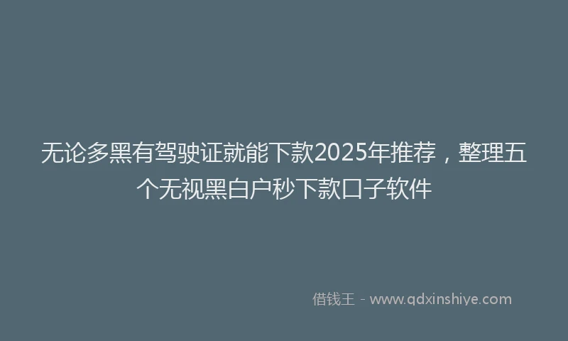 无论多黑有驾驶证就能下款2025年推荐，整理五个无视黑白户秒下款口子软件