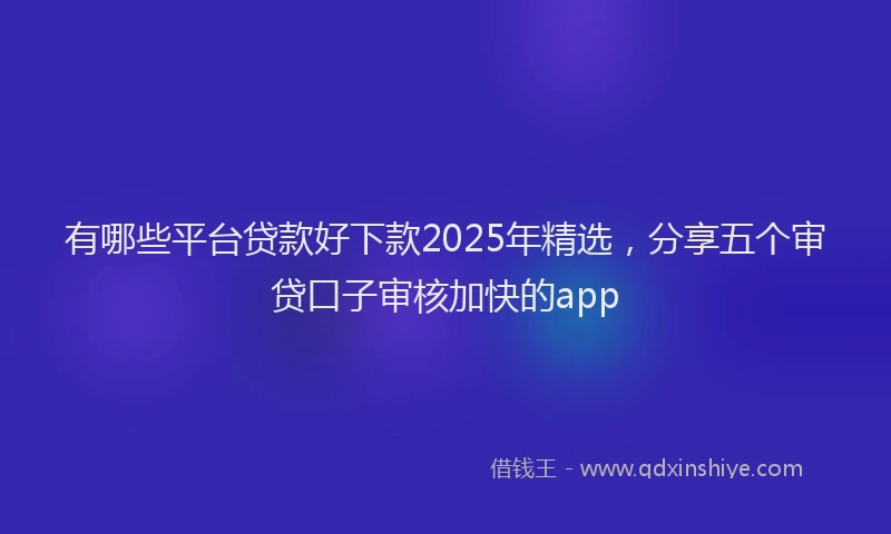 有哪些平台贷款好下款2025年精选，分享五个审贷口子审核加快的app