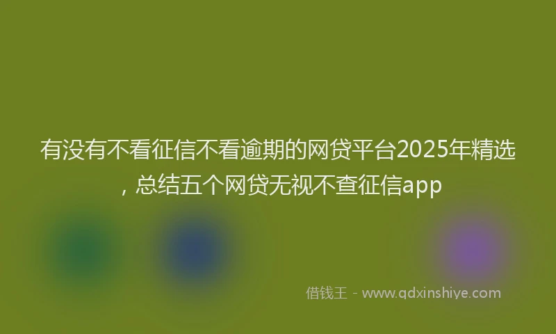 有没有不看征信不看逾期的网贷平台2025年精选，总结五个网贷无视不查征信app