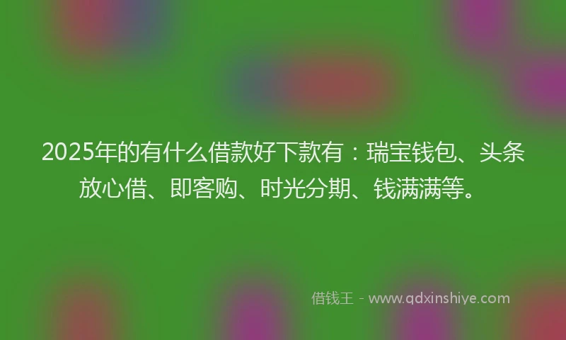 2025年的有什么借款好下款有：瑞宝钱包、头条放心借、即客购、时光分期、钱满满等。
